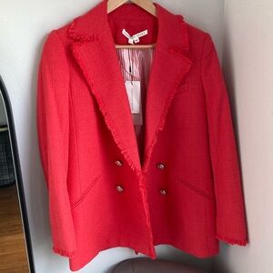 NWT Veronica Beard Nayeli Double Breasted Dickey Blazer Watermelon Size 6